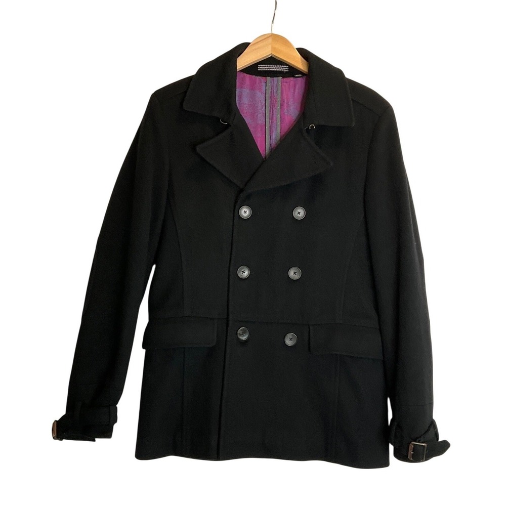 Ted Baker London Wool Blend Double Breasted‎ Pea Coat Jacket Quiet Luxury S
